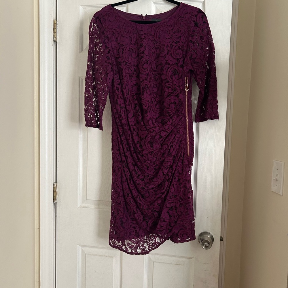 Long Sleeve Purple Lace Dress